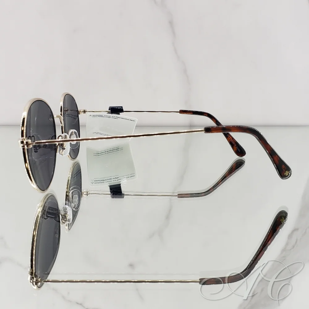 Lucky Brand Sunglasses Gold Nelson 51mm Round Metal Frame Tortoise Shell Accents